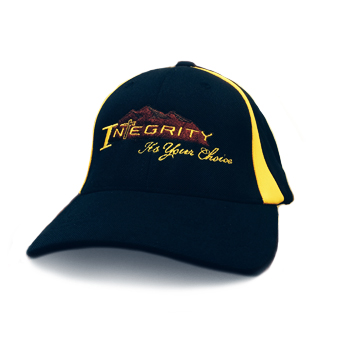 A customized cap with the Integrity Development logo